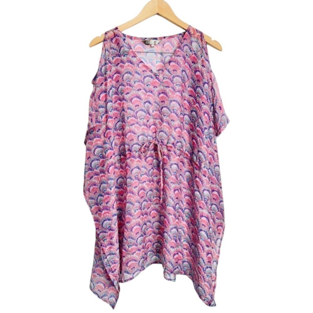 The Royal Standard Beach Cover Up Shell‎ Print Pink/Blue Size Medium